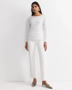 Sale Sportscraft Heidi Long Sleeve Rib Tee in Whitegrey Melange White/greyMelange