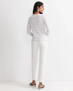 Sale Sportscraft Heidi Long Sleeve Rib Tee in Whitegrey Melange White/greyMelange