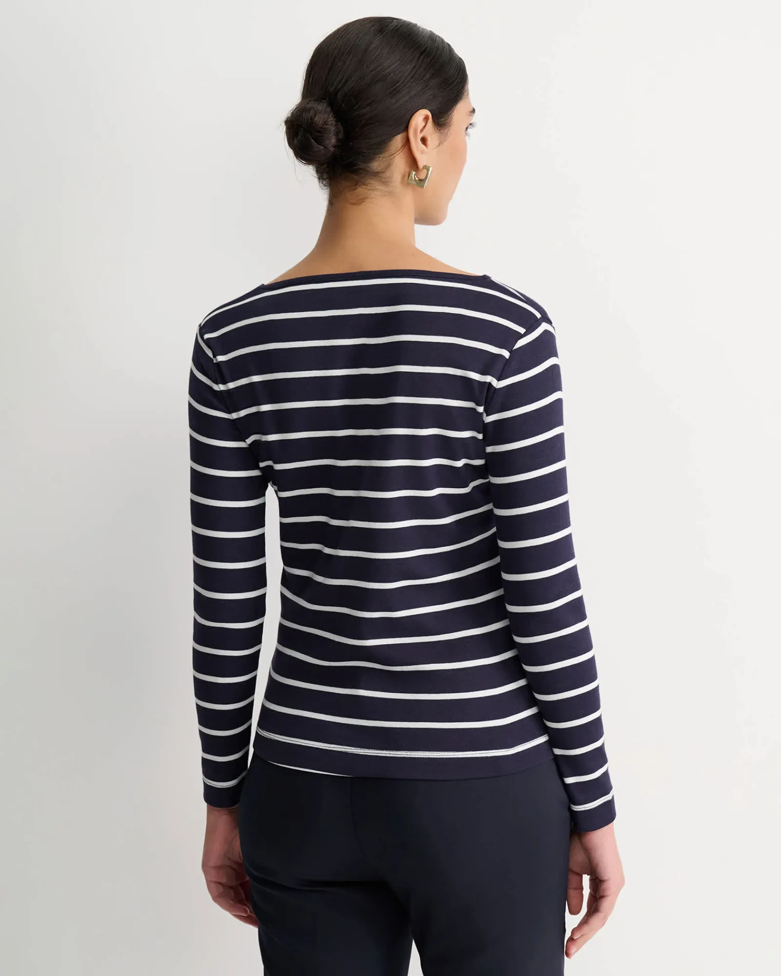Fashion Sportscraft Heidi Long Sleeve Rib Tee in Navywhite Navy/white