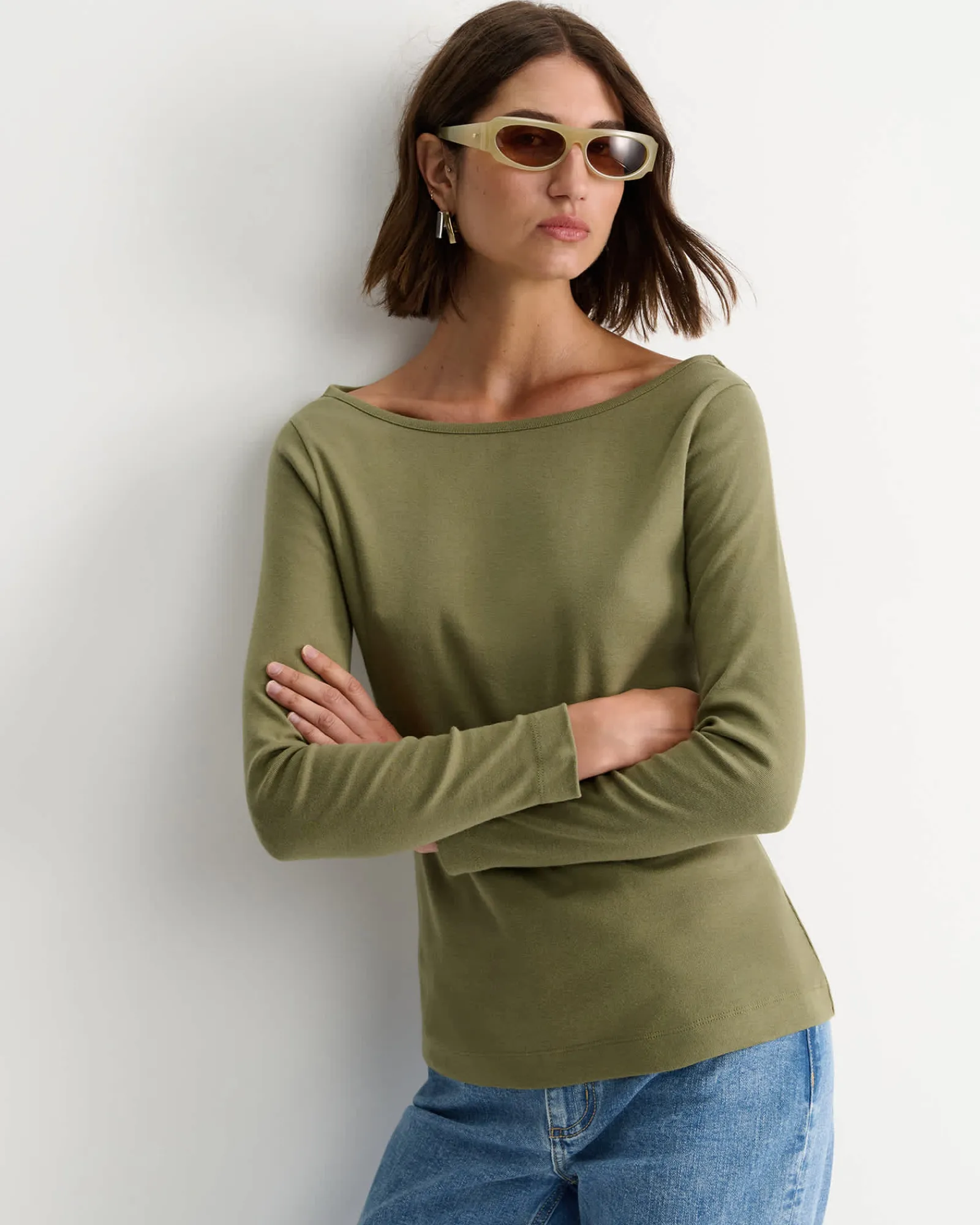 Discount Sportscraft Heidi Long Sleeve Rib Tee in Khaki