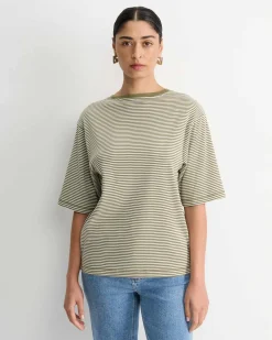 New Sportscraft Heidi Oversized T-Shirt in Khakiwhite Khaki/white