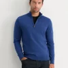 Online Sportscraft Henry Merino Quarter Zip Knit in Lapis