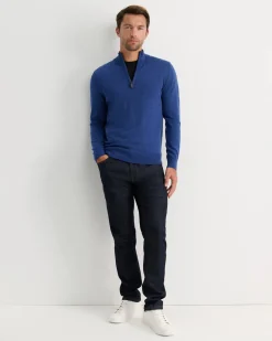 Online Sportscraft Henry Merino Quarter Zip Knit in Lapis