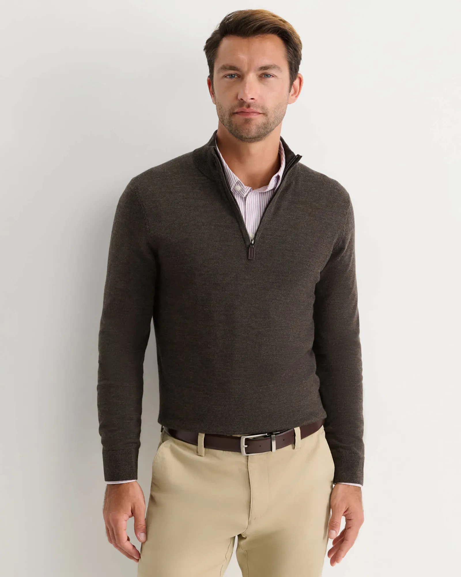 Best Sportscraft Henry Merino Quarter Zip Knit in Truffle