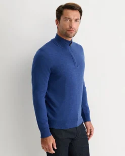 Online Sportscraft Henry Merino Quarter Zip Knit in Lapis