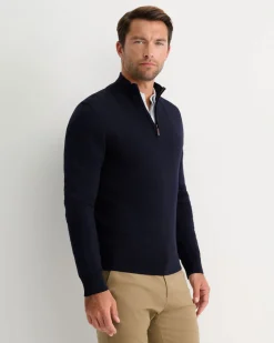 Hot Sportscraft Henry Merino Quarter Zip Knit in Navy