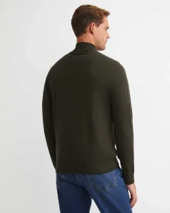 Sale Sportscraft Henry Merino Quarter Zip Knit in Dark Khaki DarkKhaki