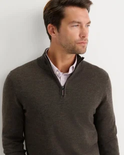Best Sportscraft Henry Merino Quarter Zip Knit in Truffle