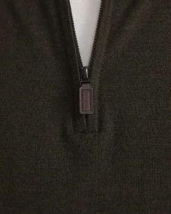 Sale Sportscraft Henry Merino Quarter Zip Knit in Dark Khaki DarkKhaki