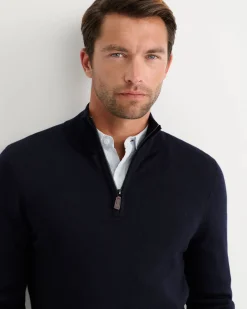 Hot Sportscraft Henry Merino Quarter Zip Knit in Navy