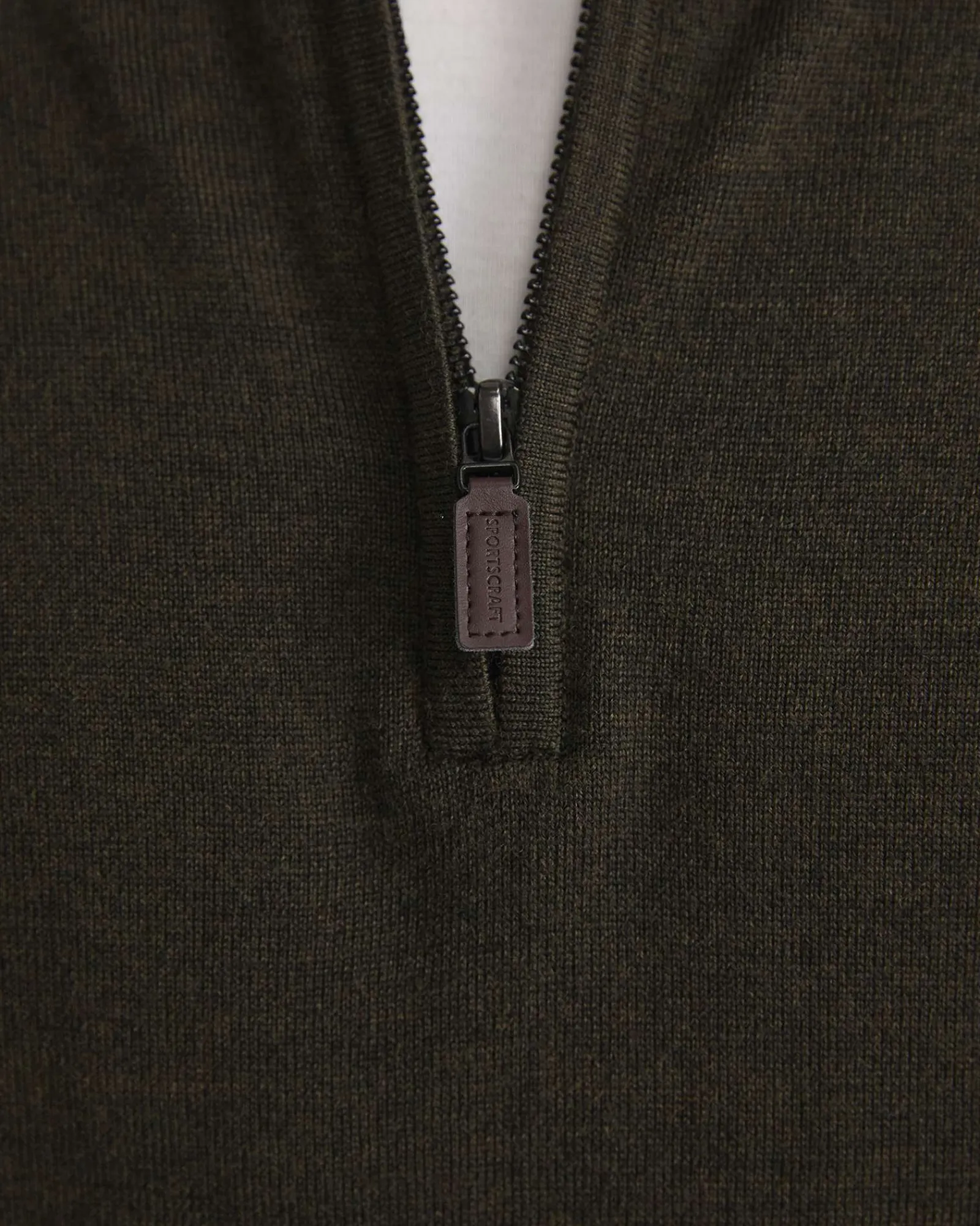 Sale Sportscraft Henry Merino Quarter Zip Knit in Dark Khaki DarkKhaki