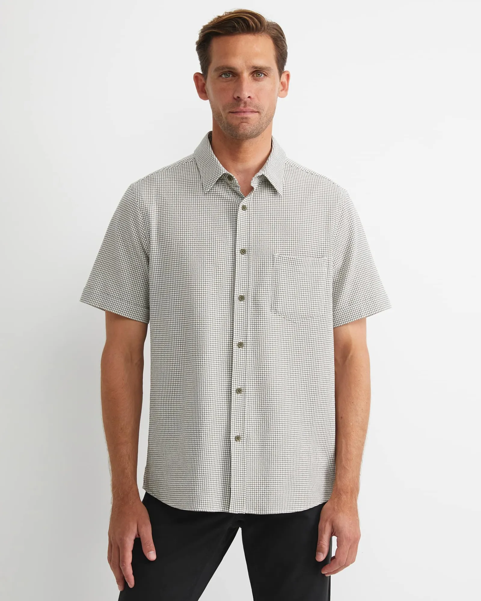 Discount Sportscraft Hewson Short Sleeve Check Shirt in Green Multi GreenMulti