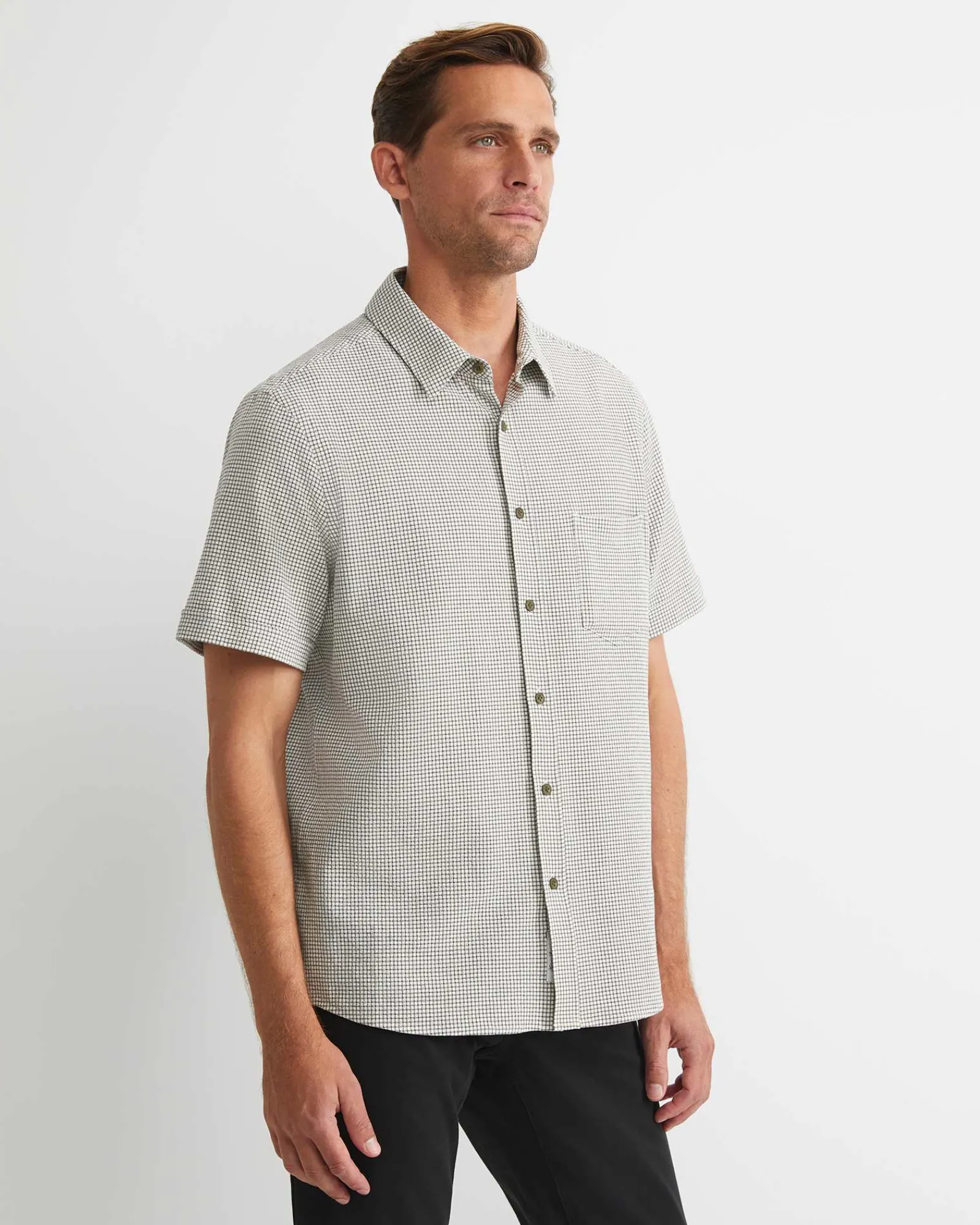 Discount Sportscraft Hewson Short Sleeve Check Shirt in Green Multi GreenMulti