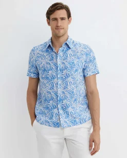 New Sportscraft Hogan Short Sleeve Shirt in Blue Multi BlueMulti
