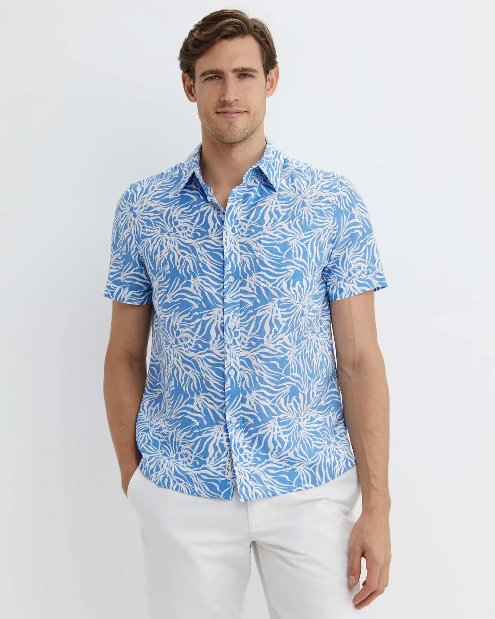 New Sportscraft Hogan Short Sleeve Shirt in Blue Multi BlueMulti