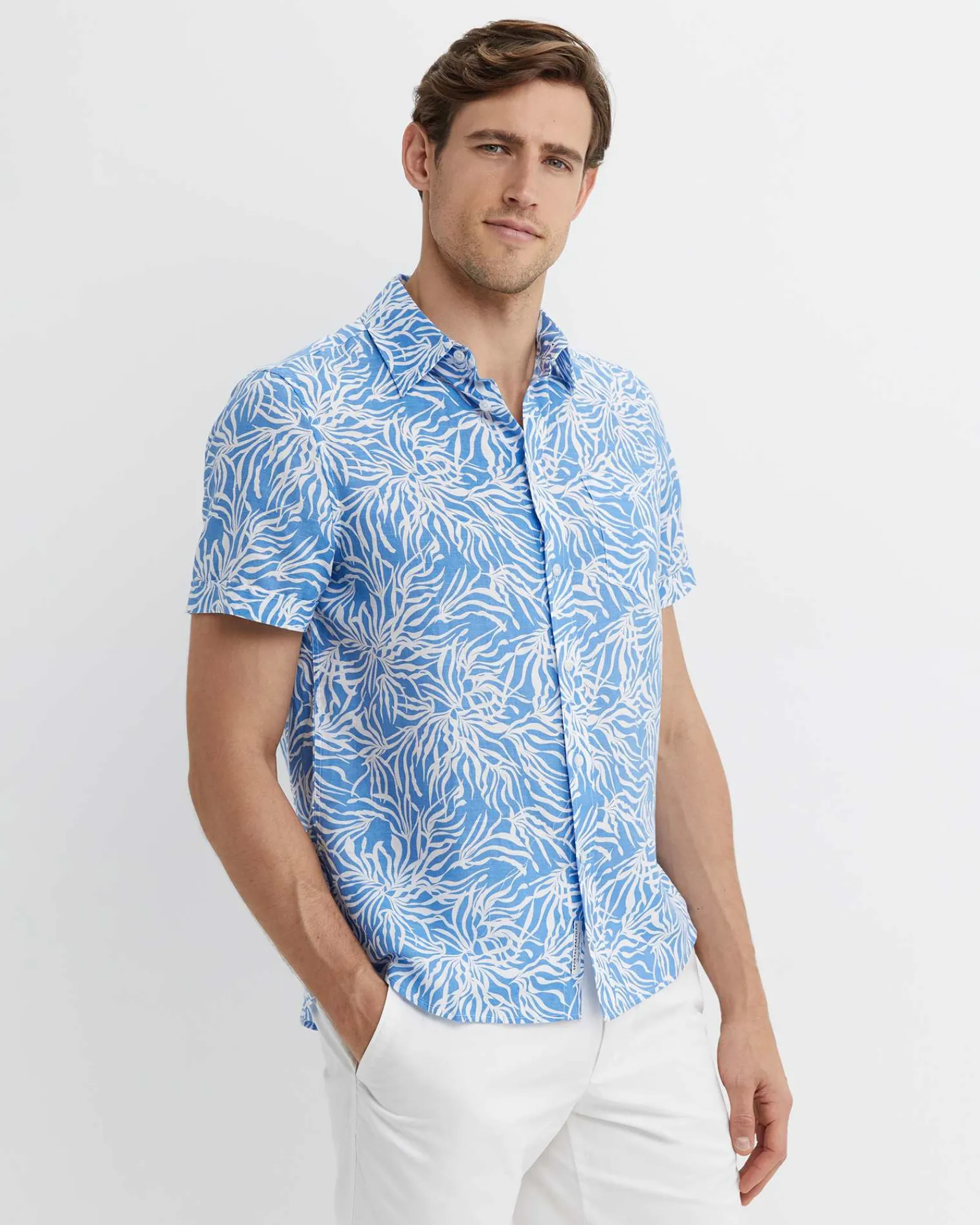 New Sportscraft Hogan Short Sleeve Shirt in Blue Multi BlueMulti