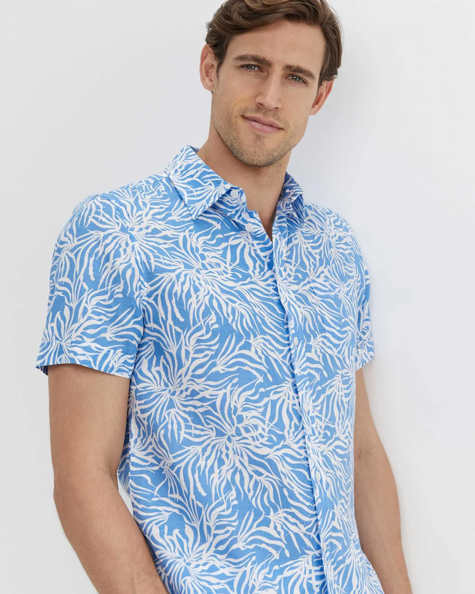 New Sportscraft Hogan Short Sleeve Shirt in Blue Multi BlueMulti
