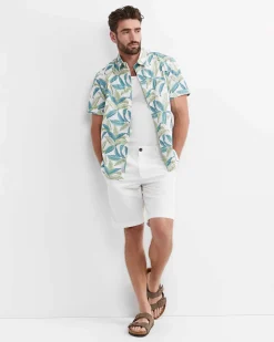 Sale Sportscraft Howard Short Sleeve Cotton Shirt in Whitemulti White/multi