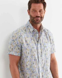 Online Sportscraft Howley Short Sleeve Cotton Shirt in Whitemulti White/multi