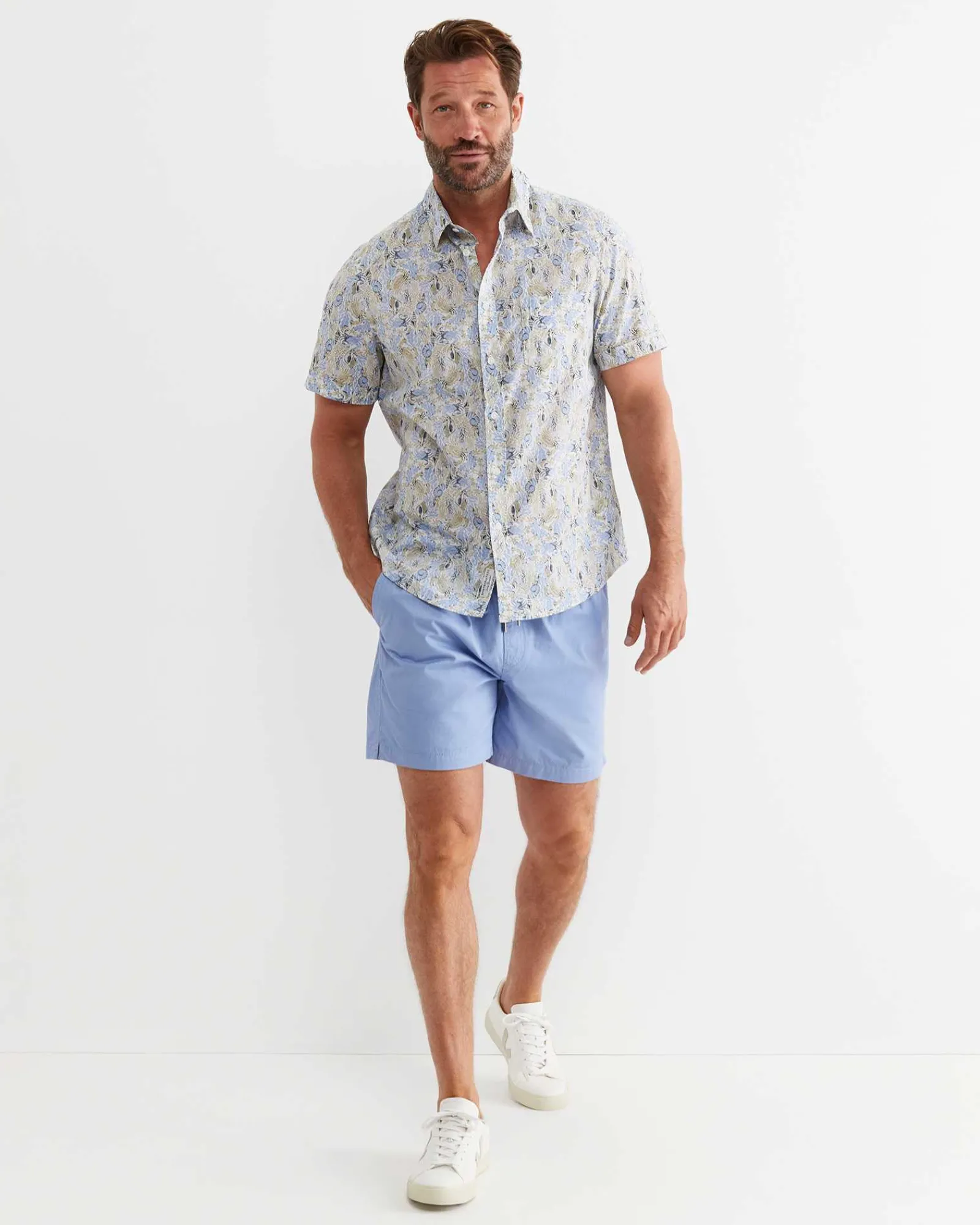 Online Sportscraft Howley Short Sleeve Cotton Shirt in Whitemulti White/multi