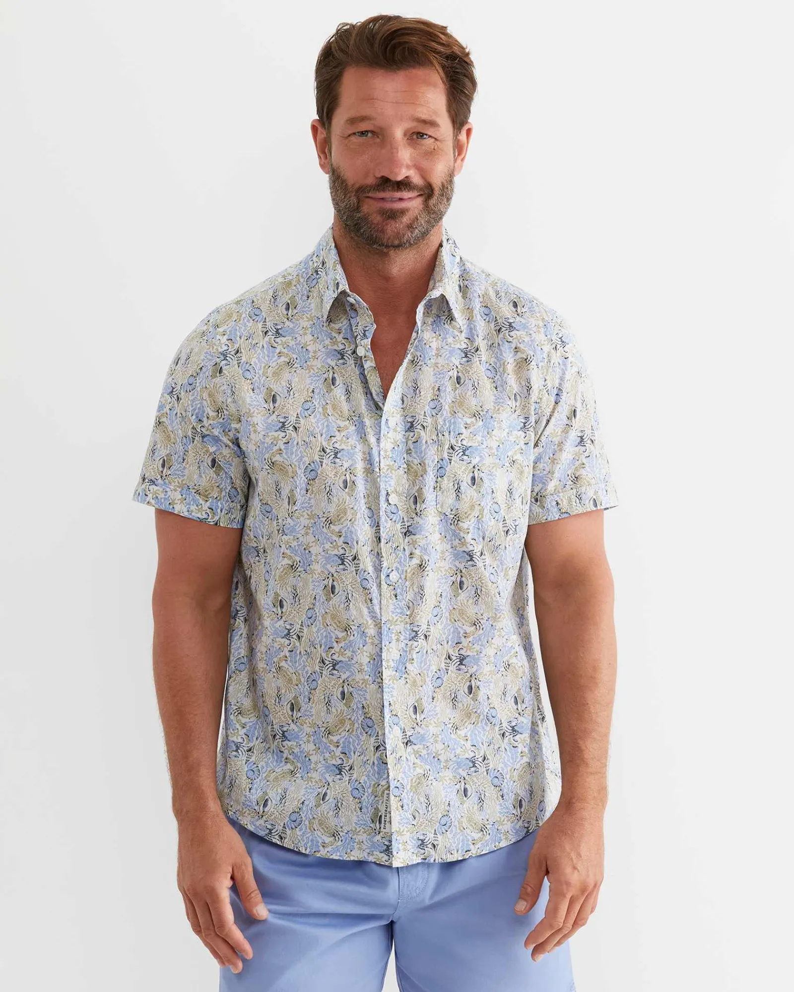 Online Sportscraft Howley Short Sleeve Cotton Shirt in Whitemulti White/multi