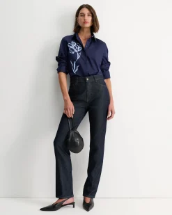 New Sportscraft Iris Embroidered Shirt in Navy Multi NavyMulti