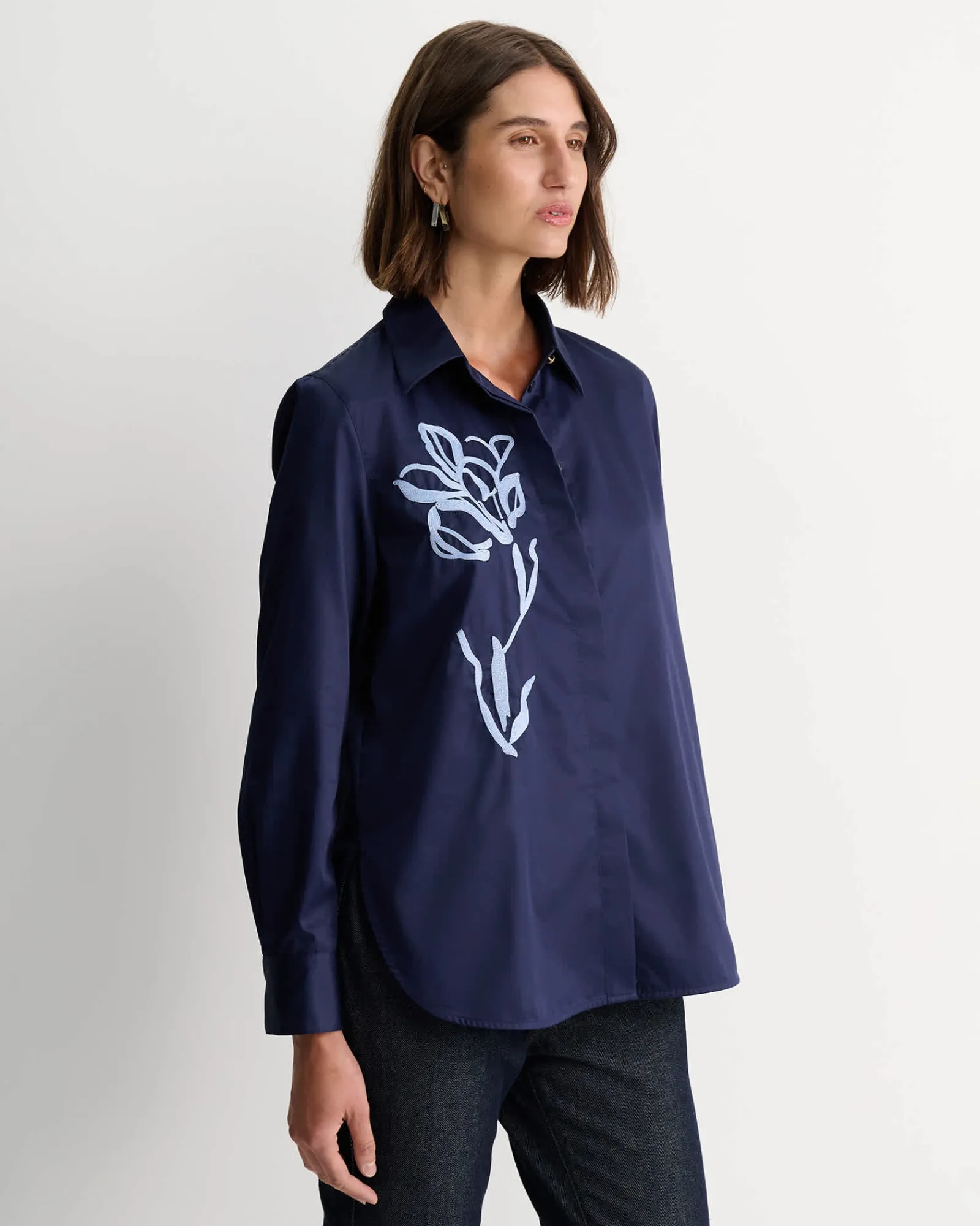 New Sportscraft Iris Embroidered Shirt in Navy Multi NavyMulti
