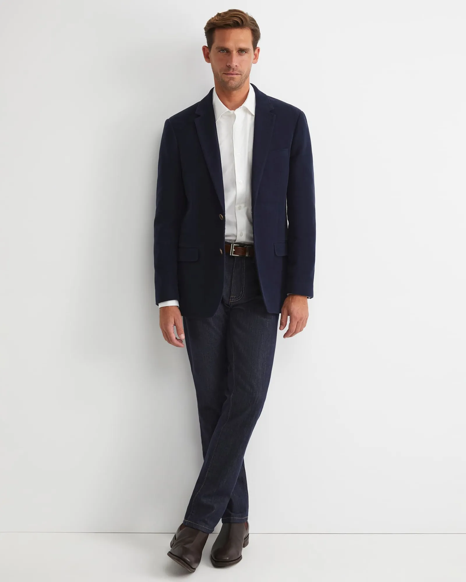 Online Sportscraft Italian Moleskin Blazer in Navy
