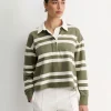 Clearance Sportscraft Jane Cropped Rugby Shirt in Khakiwhite Khaki/white