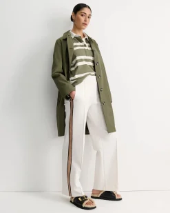 Clearance Sportscraft Jane Cropped Rugby Shirt in Khakiwhite Khaki/white