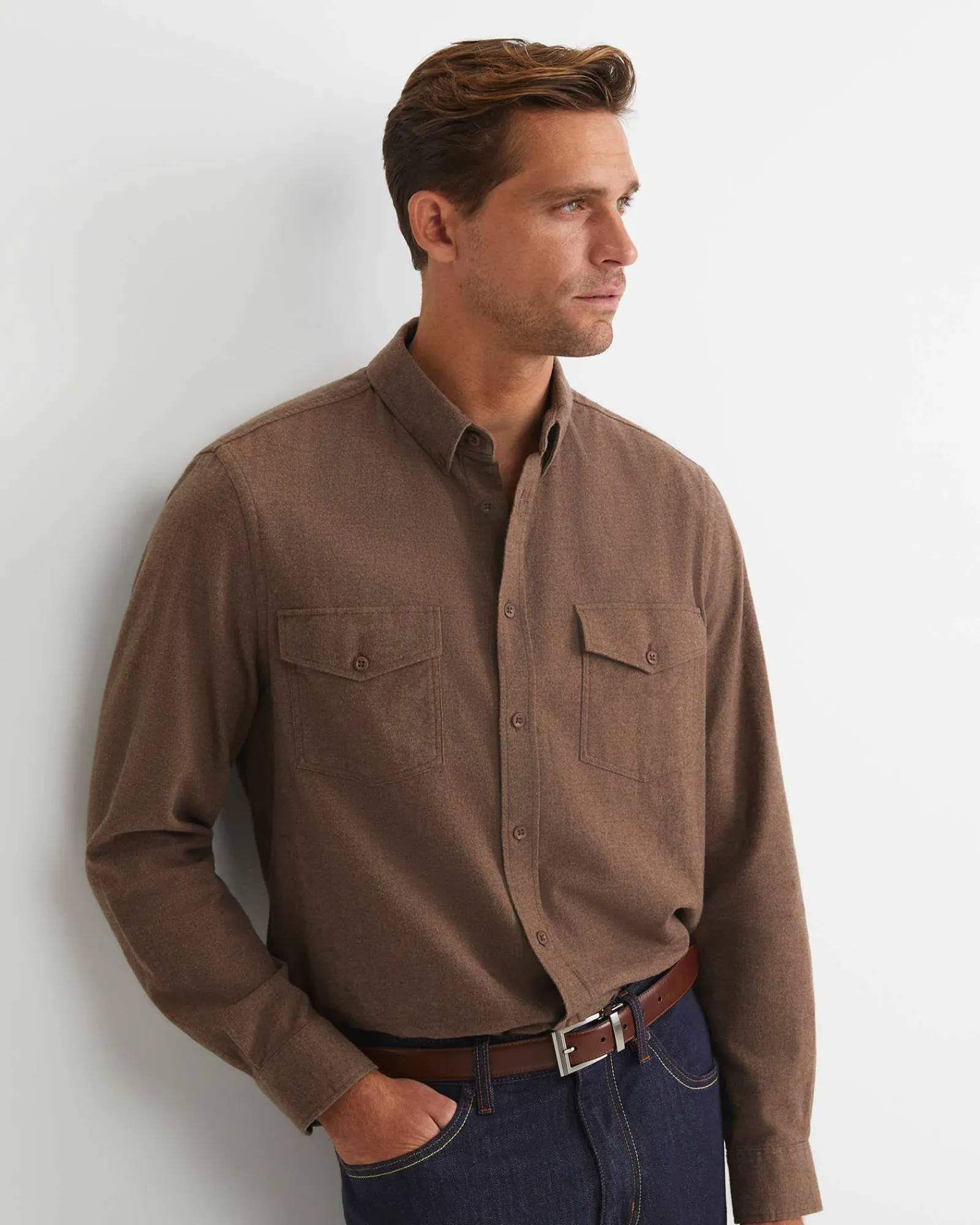 Best Sportscraft Jarron Long Sleeve Shirt in Cafe Melange CafeMelange