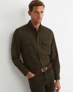 New Sportscraft Jarron Long Sleeve Shirt in Khaki Melange KhakiMelange