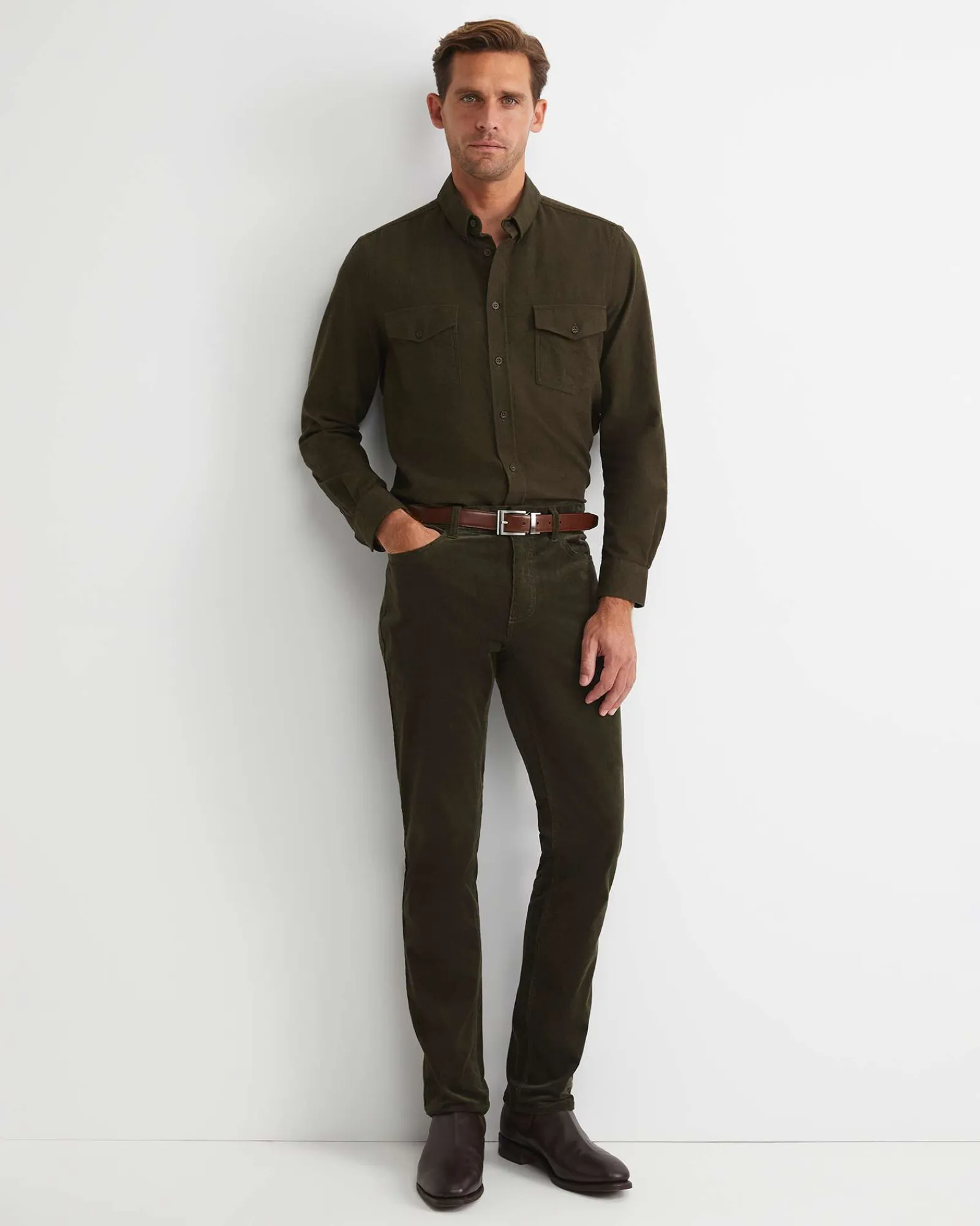 New Sportscraft Jarron Long Sleeve Shirt in Khaki Melange KhakiMelange