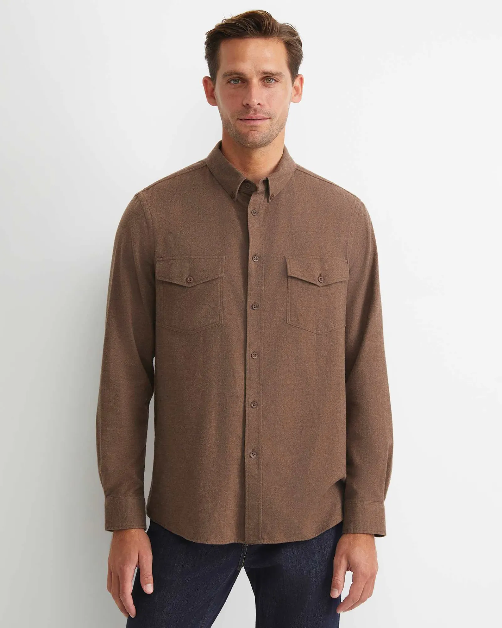 Best Sportscraft Jarron Long Sleeve Shirt in Cafe Melange CafeMelange