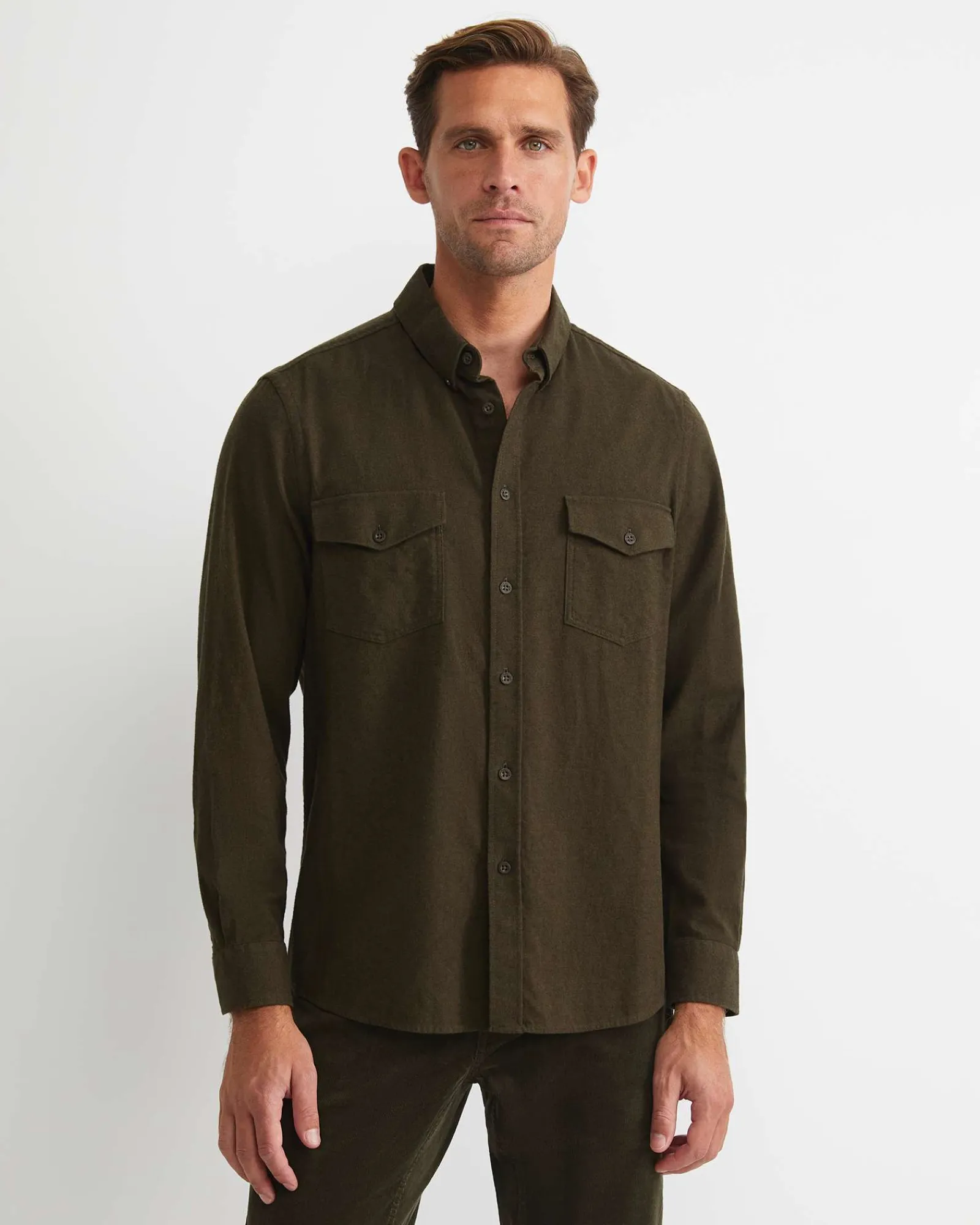 New Sportscraft Jarron Long Sleeve Shirt in Khaki Melange KhakiMelange