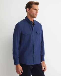 Online Sportscraft Jarron Long Sleeve Shirt in Navy Melange NavyMelange