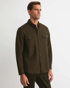 New Sportscraft Jarron Long Sleeve Shirt in Khaki Melange KhakiMelange
