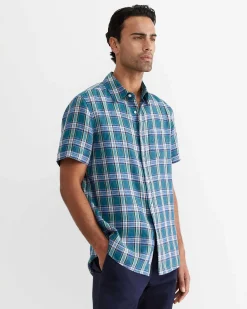 Fashion Sportscraft Johnston Short Sleeve Linen Check Shirt in Multi