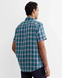 Fashion Sportscraft Johnston Short Sleeve Linen Check Shirt in Multi