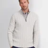 Sale Sportscraft Joshua Cable Quarter Zip Knit in Oatmeal