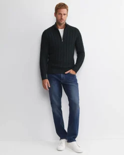 Best Sportscraft Joshua Cable Quarter Zip Knit in Forest