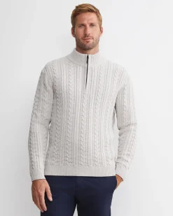 Sale Sportscraft Joshua Cable Quarter Zip Knit in Oatmeal