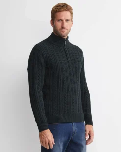 Best Sportscraft Joshua Cable Quarter Zip Knit in Forest