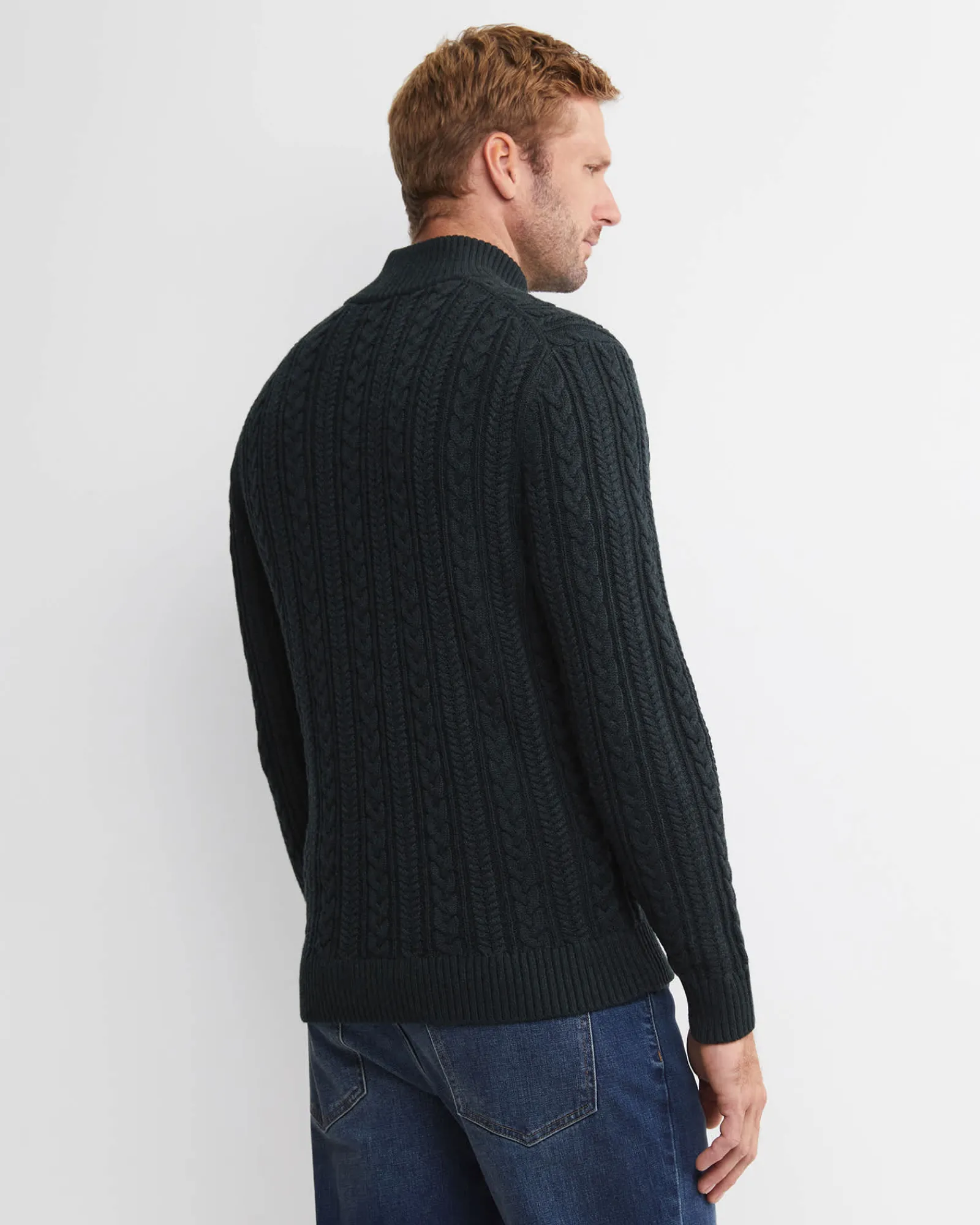 Best Sportscraft Joshua Cable Quarter Zip Knit in Forest