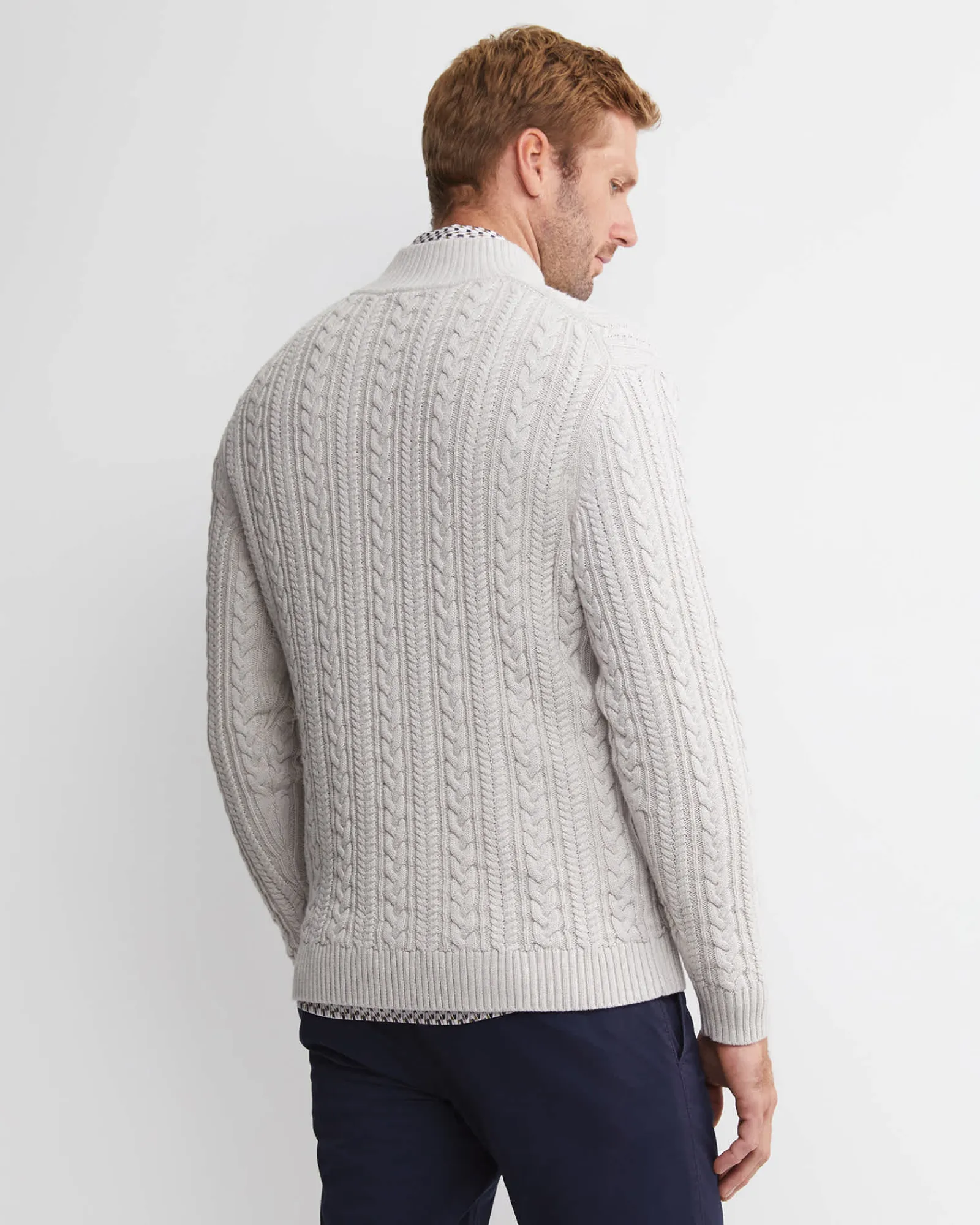 Sale Sportscraft Joshua Cable Quarter Zip Knit in Oatmeal