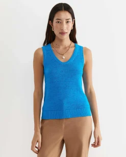 Clearance Sportscraft Josie Tape Yarn Singlet in Cove Blue CoveBlue