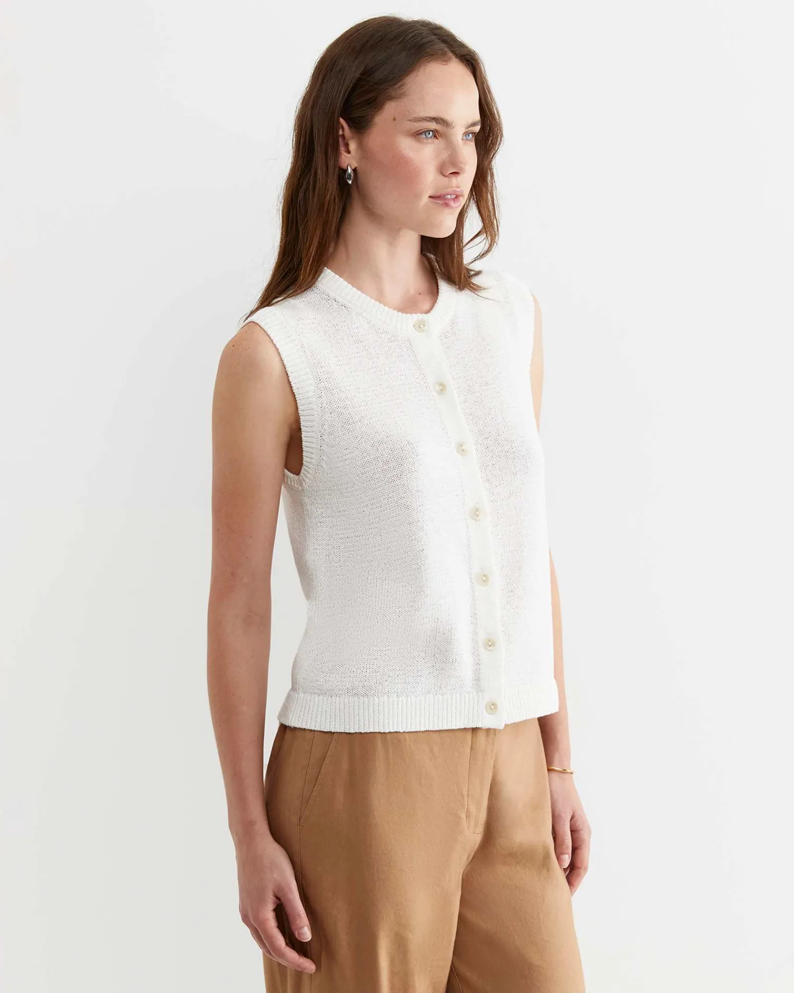 Online Sportscraft Josie Tape Yarn Vest in White