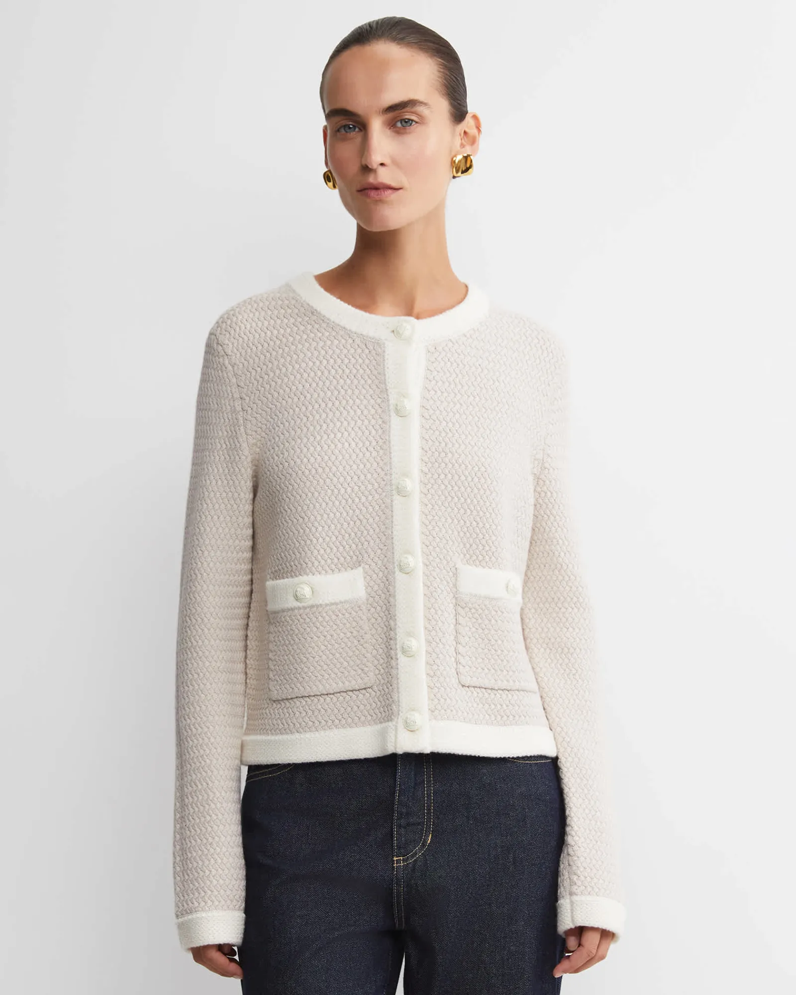 Hot Sportscraft Joyce Merino Wool Cardigan in Chalk