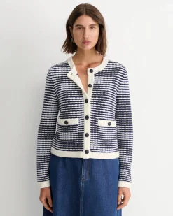 Online Sportscraft Joyce Merino Wool Cardigan in Navywhite Navy/white