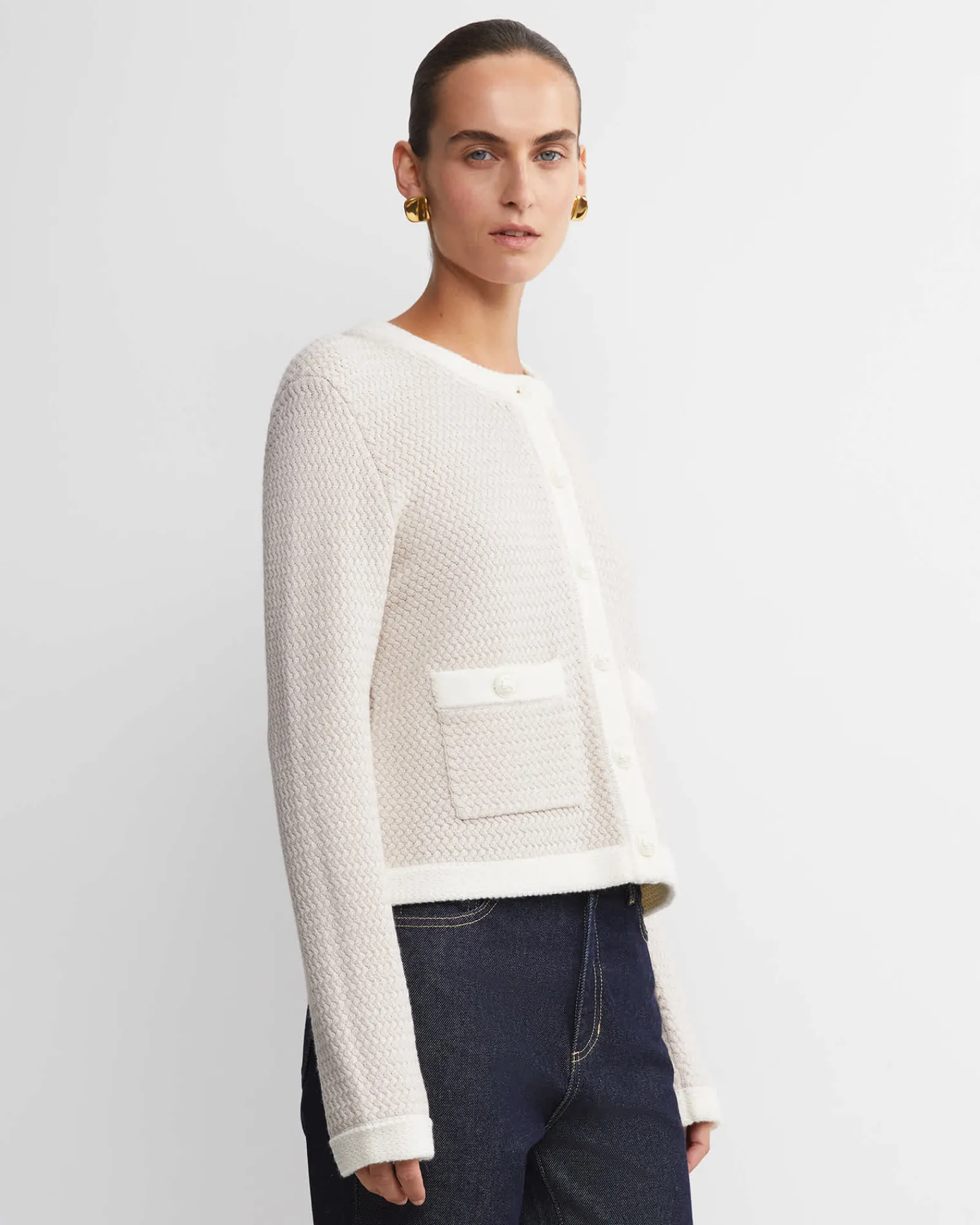 Hot Sportscraft Joyce Merino Wool Cardigan in Chalk